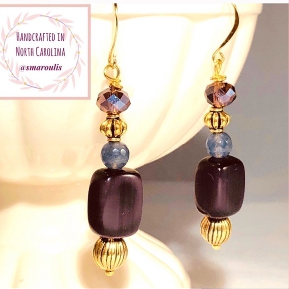 Sterling Silver Earrings w 14k Gold Vermeil Handmade in NC - Picture 1 of 8